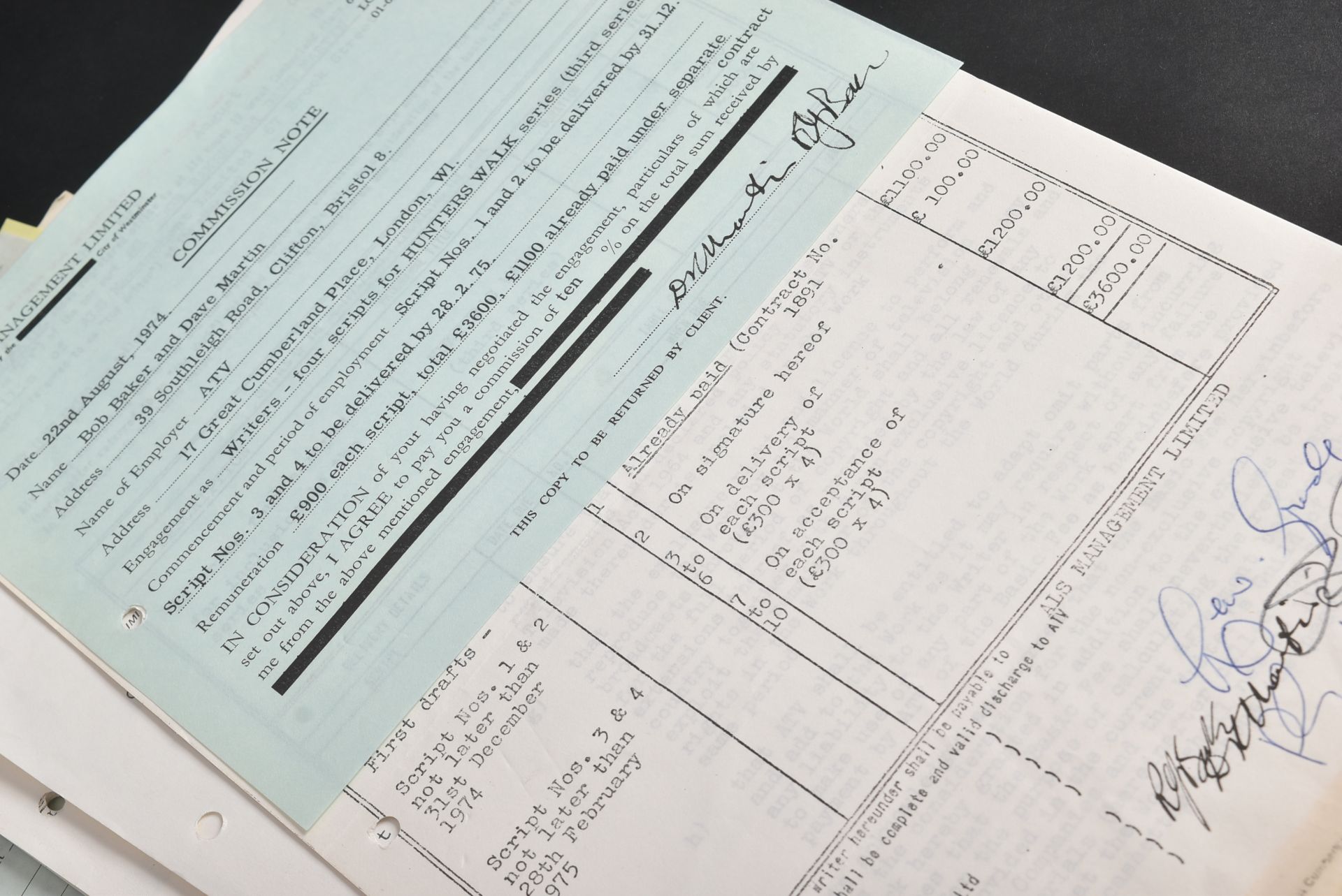 ESTATE OF BOB BAKER - VARIOUS TV PROJECTS - CONTRACTS - Image 3 of 6