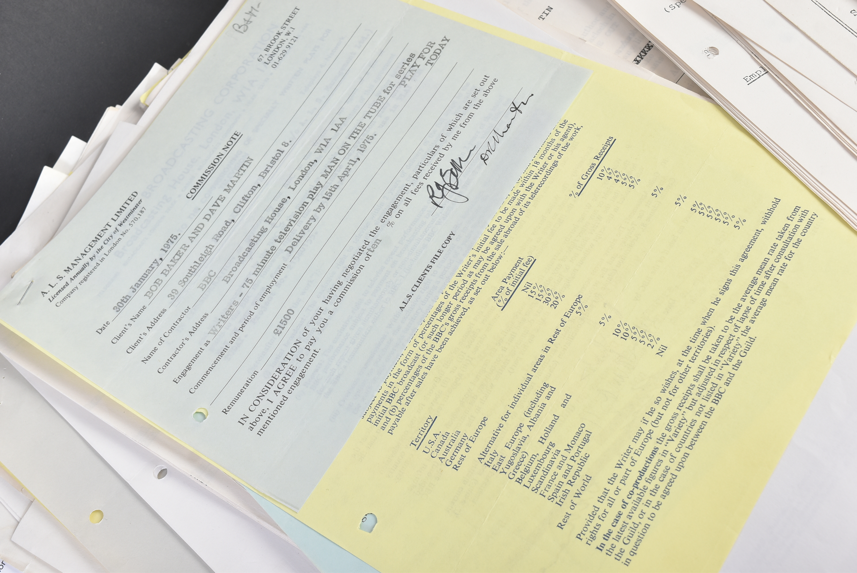 ESTATE OF BOB BAKER - VARIOUS TV PROJECTS - CONTRACTS - Image 5 of 6