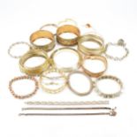 COLLECTION OF ASSORTED GOLD TONE BANGLES & BRACELETS