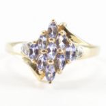 HALLMARKED 9CT GOLD & AMETHYST CLUSTER RING