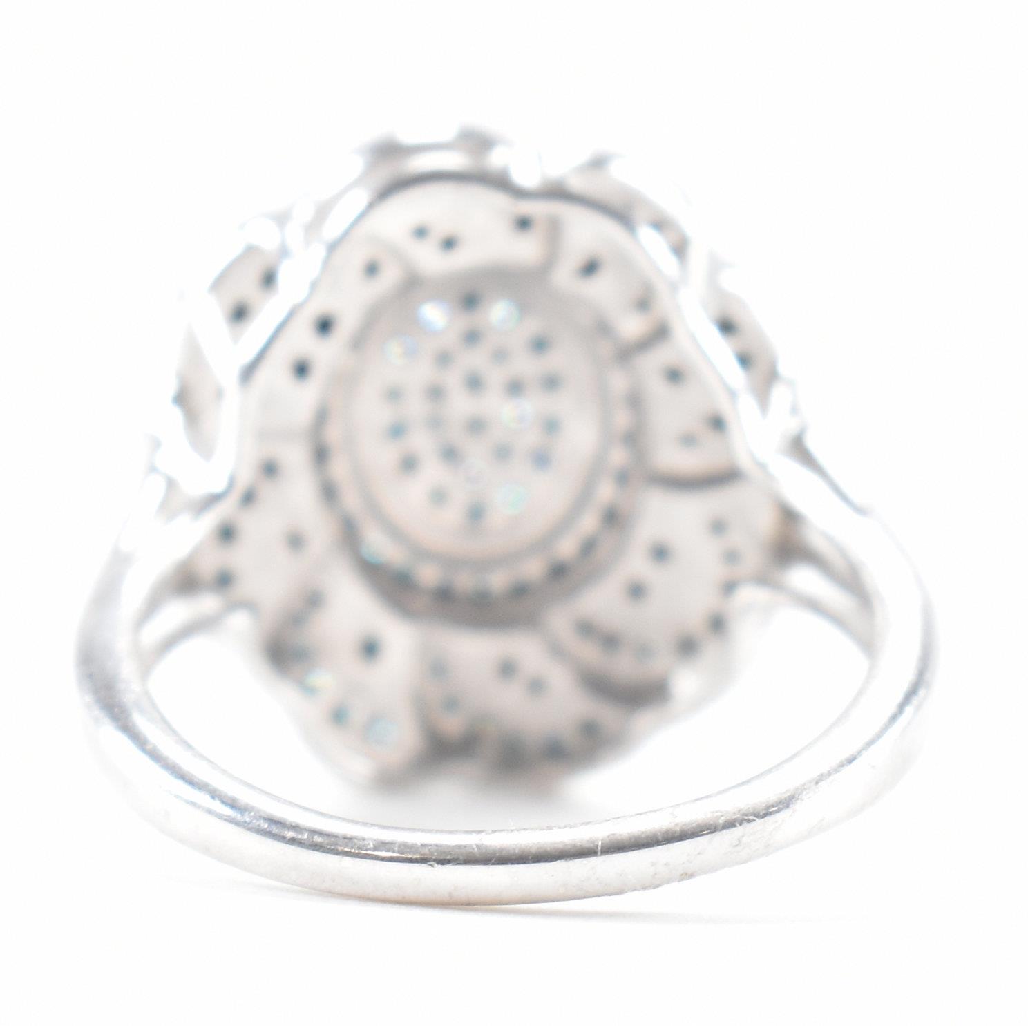 SILVER & BLUE DIAMOND FLORAL CUSTER RING - Image 3 of 11