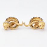 PAIR OF LALAOUNIS 18CT GOLD STONE SET CHIMERA EARRINGS