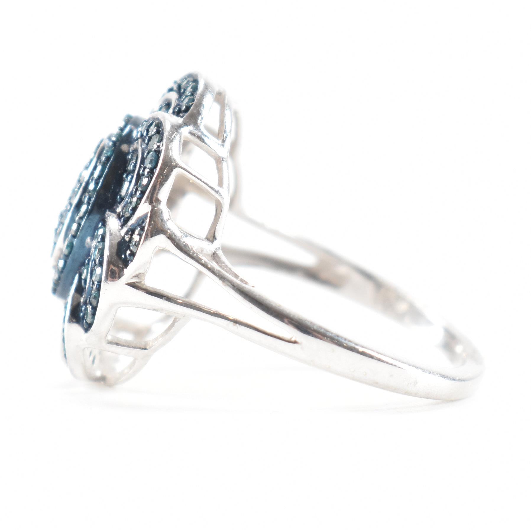 SILVER & BLUE DIAMOND FLORAL CUSTER RING - Image 2 of 11