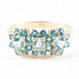 HALLMARKED 9CT GOLD & BLUE STONE FLOWER RING