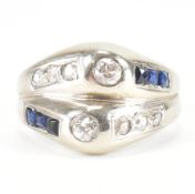 14CT WHITE GOLD DIAMOND & SAPPHIRE RING