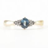 VINTAGE GOLD BLUE STONE & DIAMOND RING