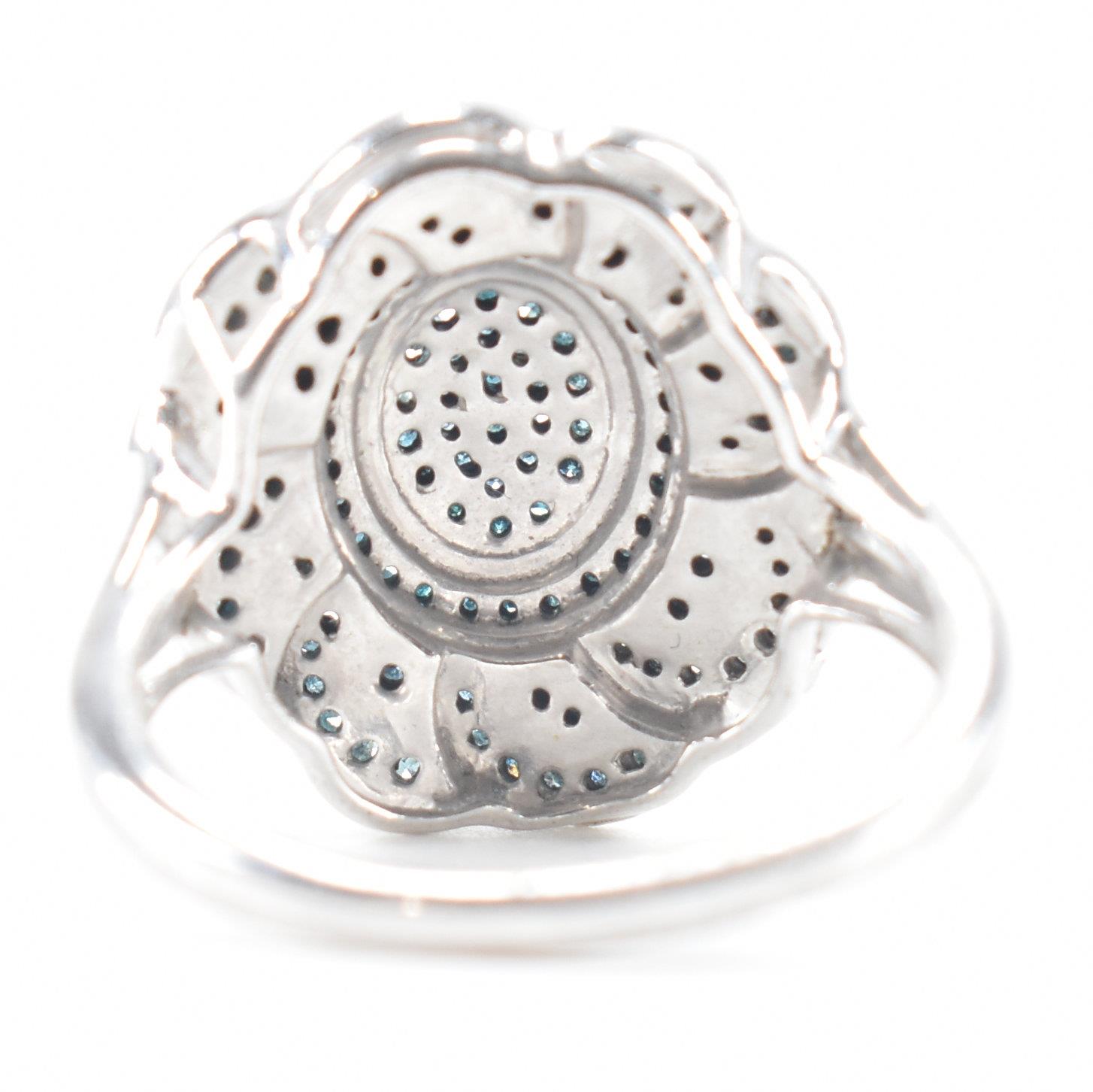 SILVER & BLUE DIAMOND FLORAL CUSTER RING - Image 4 of 11