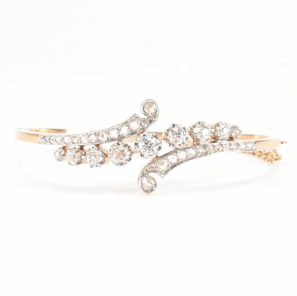 FRENCH ANTIQUE 18CT GOLD & DIAMOND BANGLE BRACELET