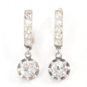 PAIR OF ART DECO DIAMOND DROP EARRINGS