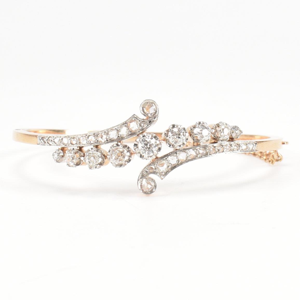 FRENCH ANTIQUE 18CT GOLD & DIAMOND BANGLE BRACELET - Image 2 of 8