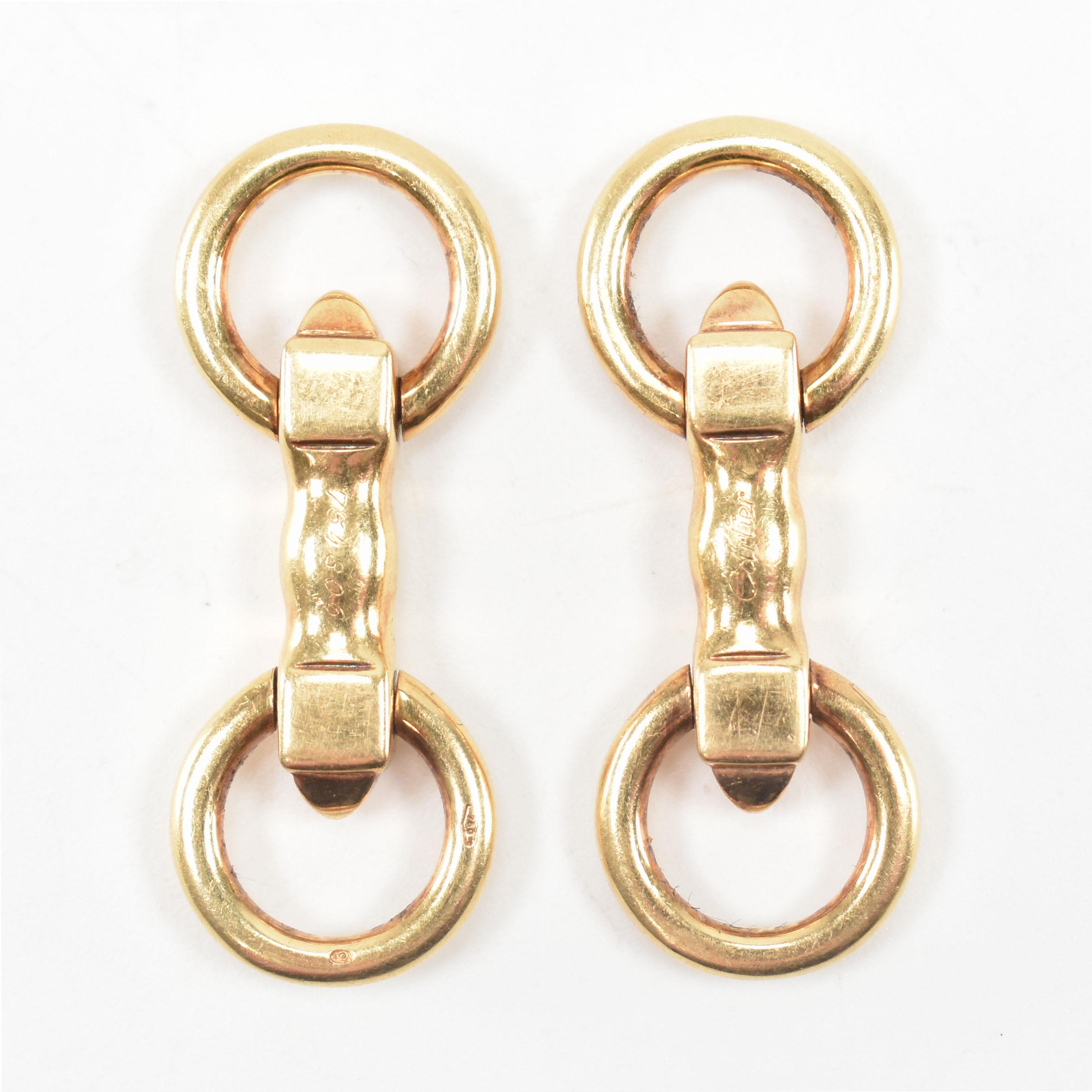 PAIR OF 18CT GOLD STIRRUP CUFFLINKS SINGED CARTIER - Image 2 of 5