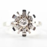 VINTAGE WHITE GOLD & DIAMOND CLUSTER RING