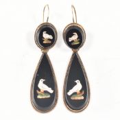 PAIR OF ANTIQUE VICTORIAN MICRO MOSAIC DROP EARRINGS