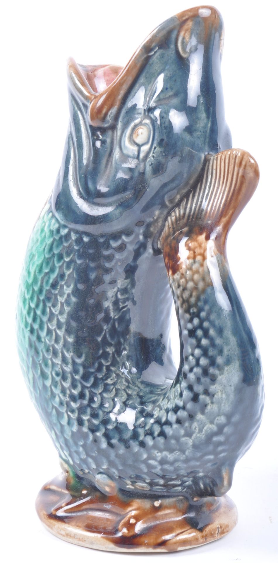 19TH CENTURY VICTORIAN STAFFORDSHIRE POTTERY FISH GURGLER - Image 3 of 6