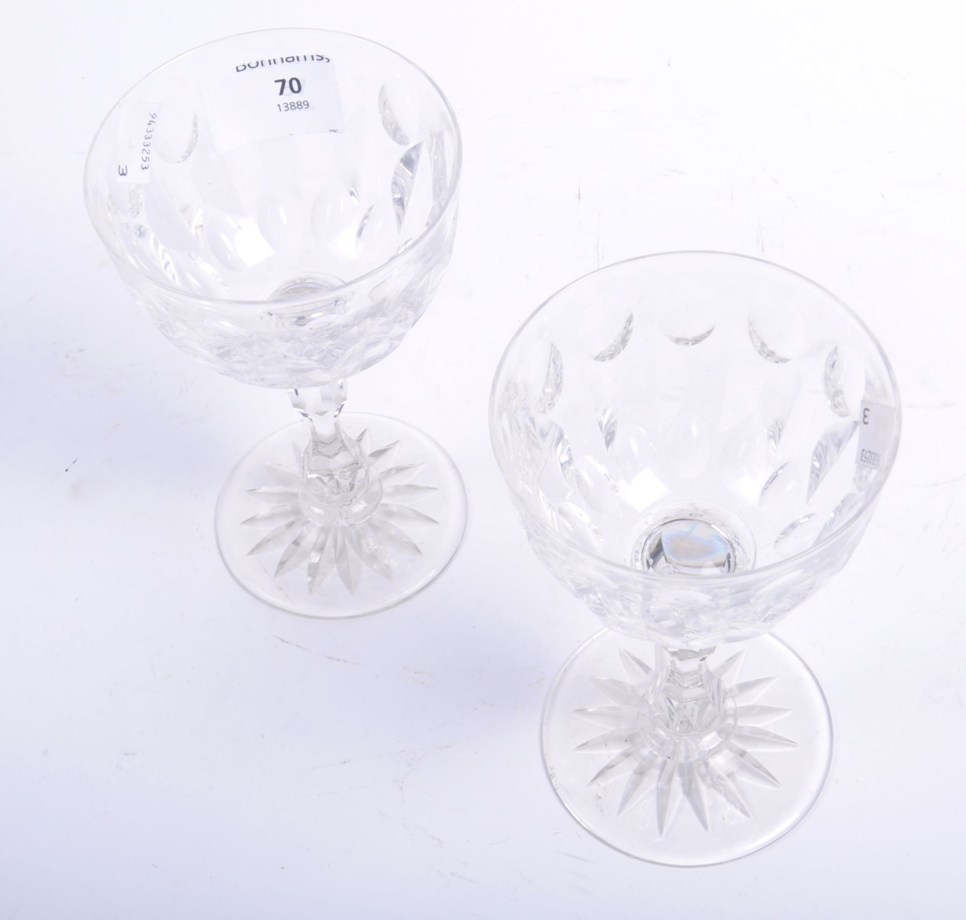 PAIR OF LATE 19TH CENTURY FACET CUT GLASS WINE GOBLETS - Image 5 of 5