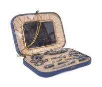 CONTINENTAL SILVER MANICURE SET HOUSED IN LEATHER CASE