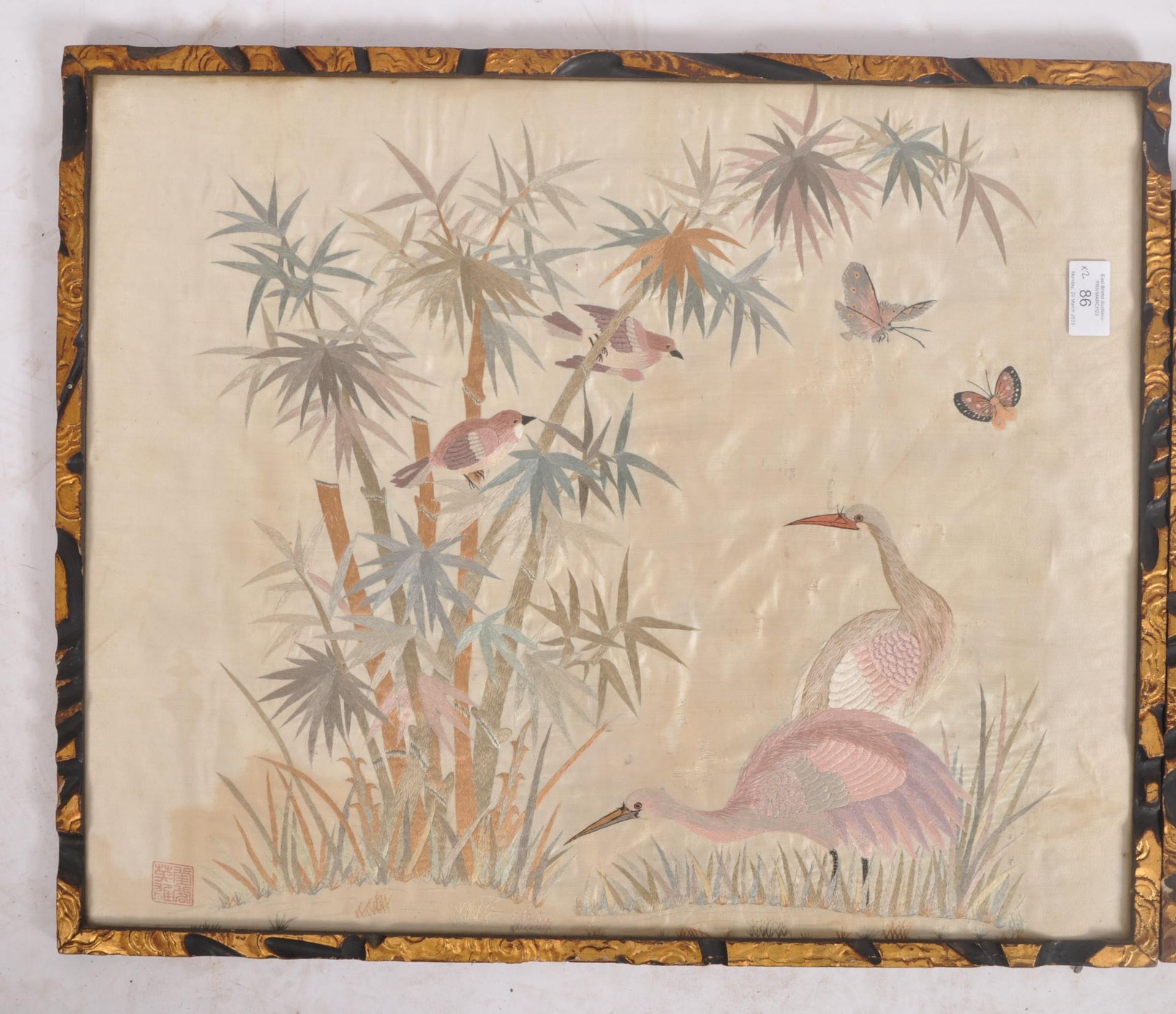 TWO EARLY 20TH CENTURY CHINESE ORNAMENTAL SILK ON PANELS - Image 2 of 5