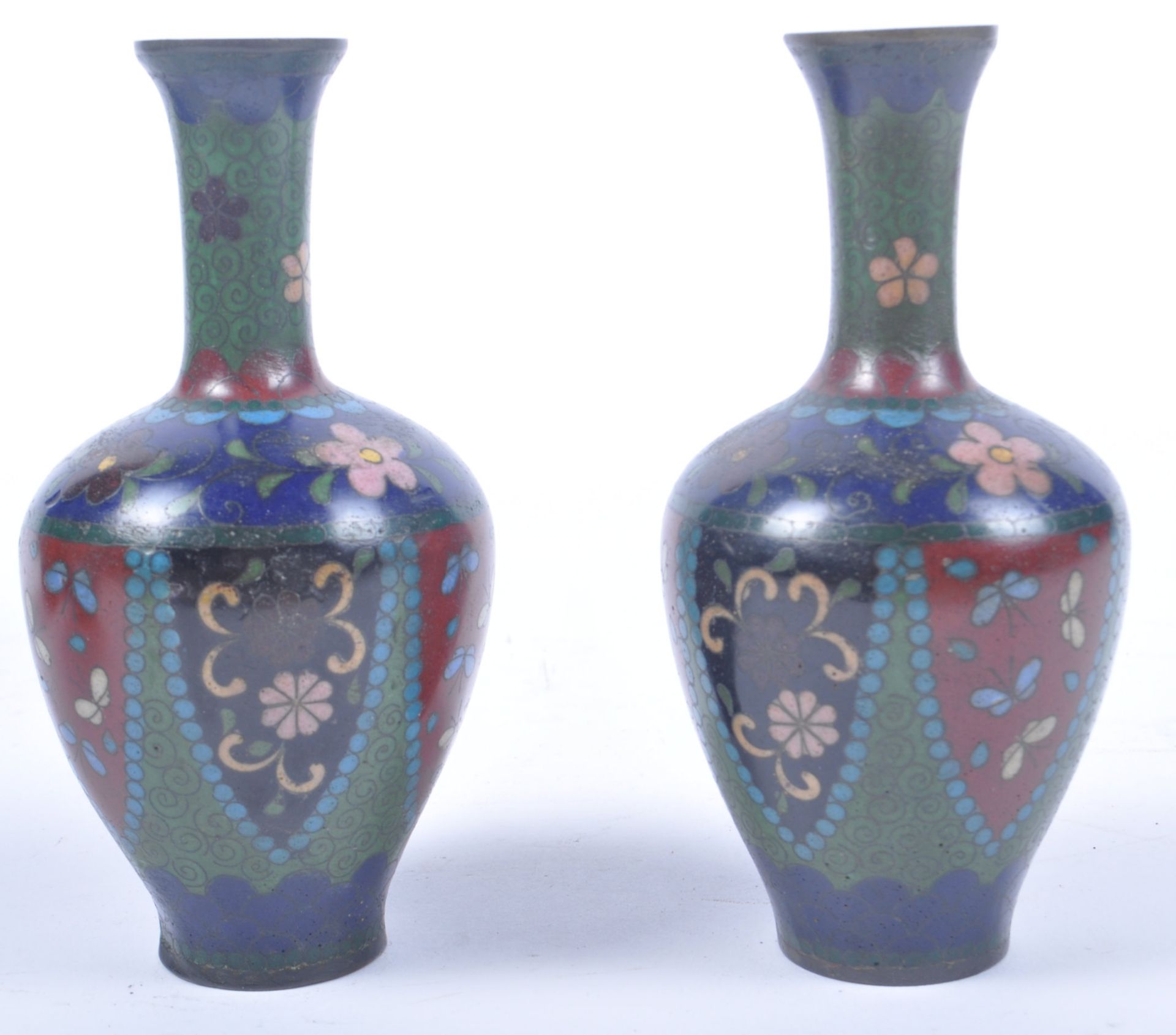 COLLECTION OF CHINESE 20TH CENTURY BRASS AND ENAMEL VASES - Image 3 of 6