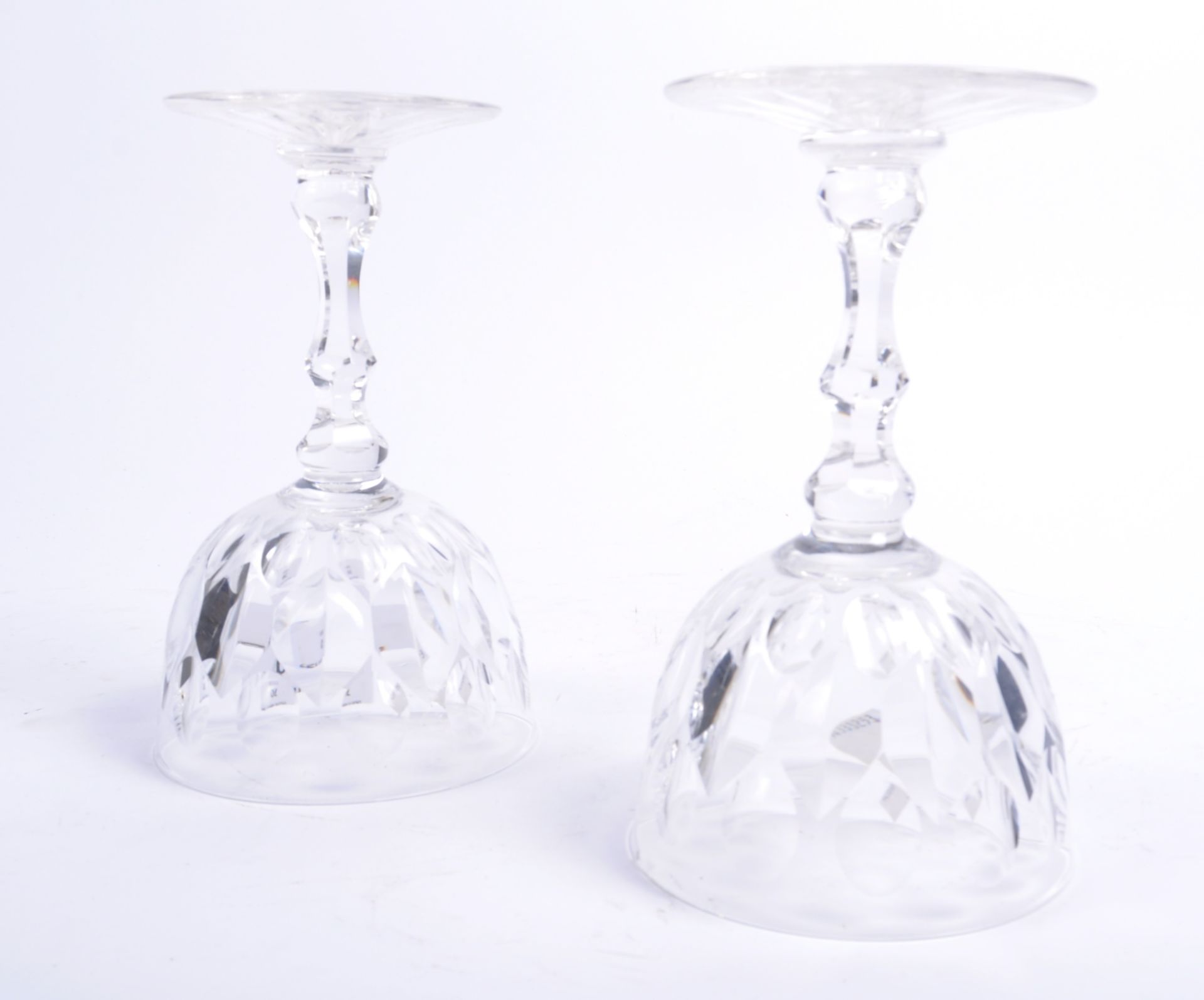 PAIR OF LATE 19TH CENTURY FACET CUT GLASS WINE GOBLETS - Image 3 of 5