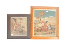 TWO EARLY 20TH CENTURY EMBROIDERY NEEDLEPOINT PICTURES