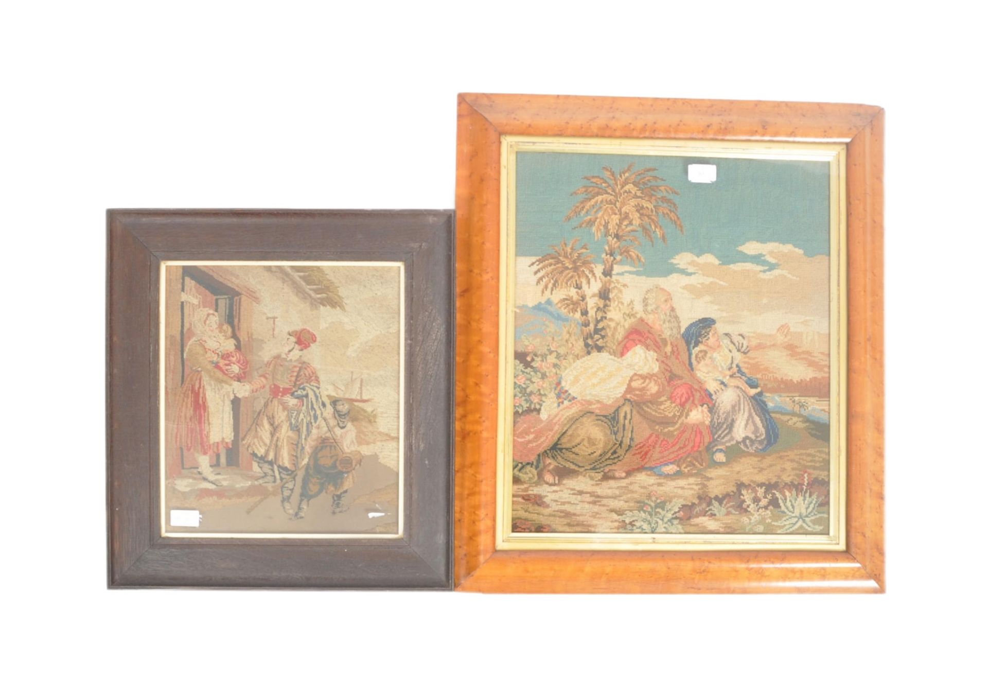 TWO EARLY 20TH CENTURY EMBROIDERY NEEDLEPOINT PICTURES