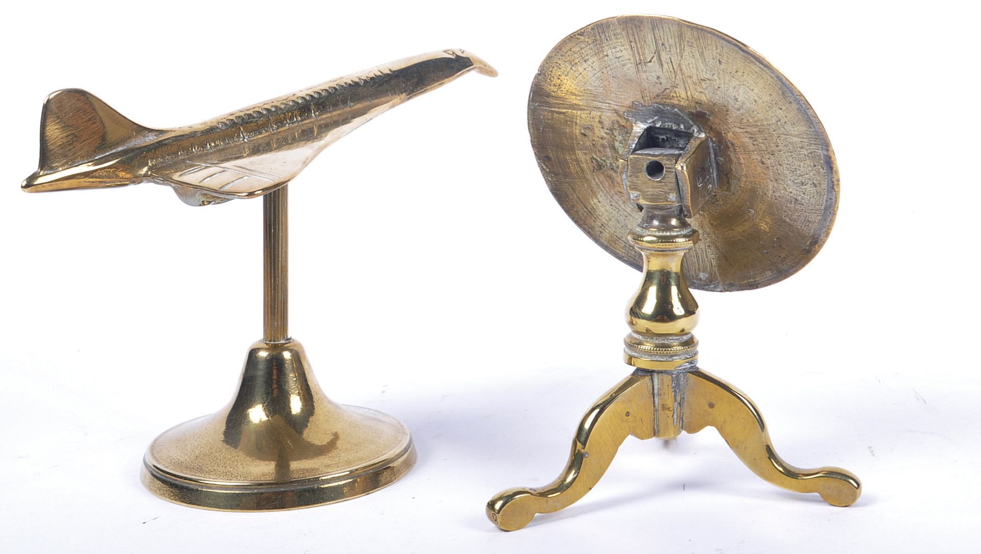 19TH CENTURY VICTORIAN BRASS TILT TOP TABLE & CONCORDE - Image 4 of 6