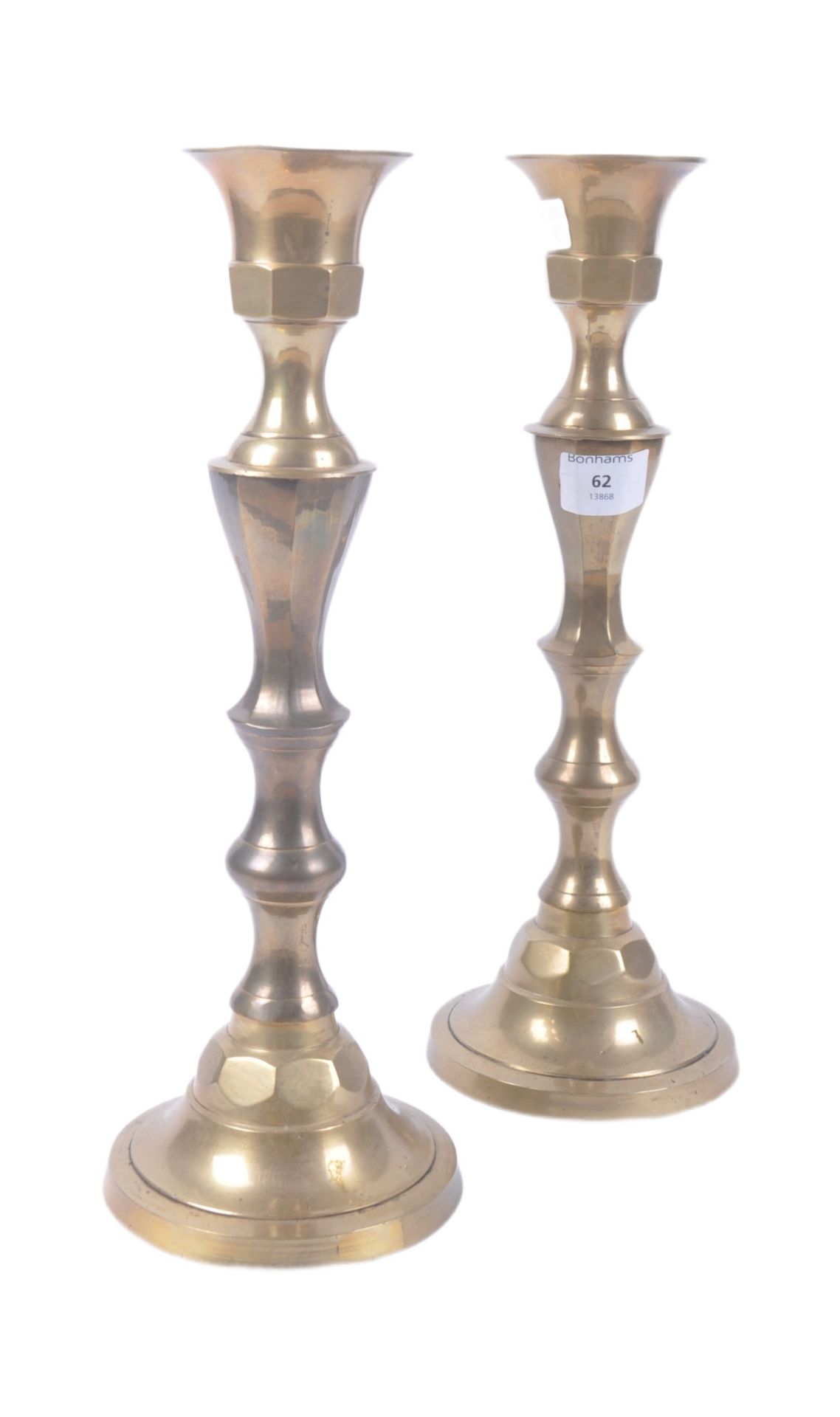 PAIR OF LARGE 19TH CENTURY BRASS CANDLESTICKS