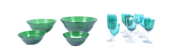 SERIES OF 3 EARLY 20TH CENTURY GREEN GLASS GRADUATING BOWLS