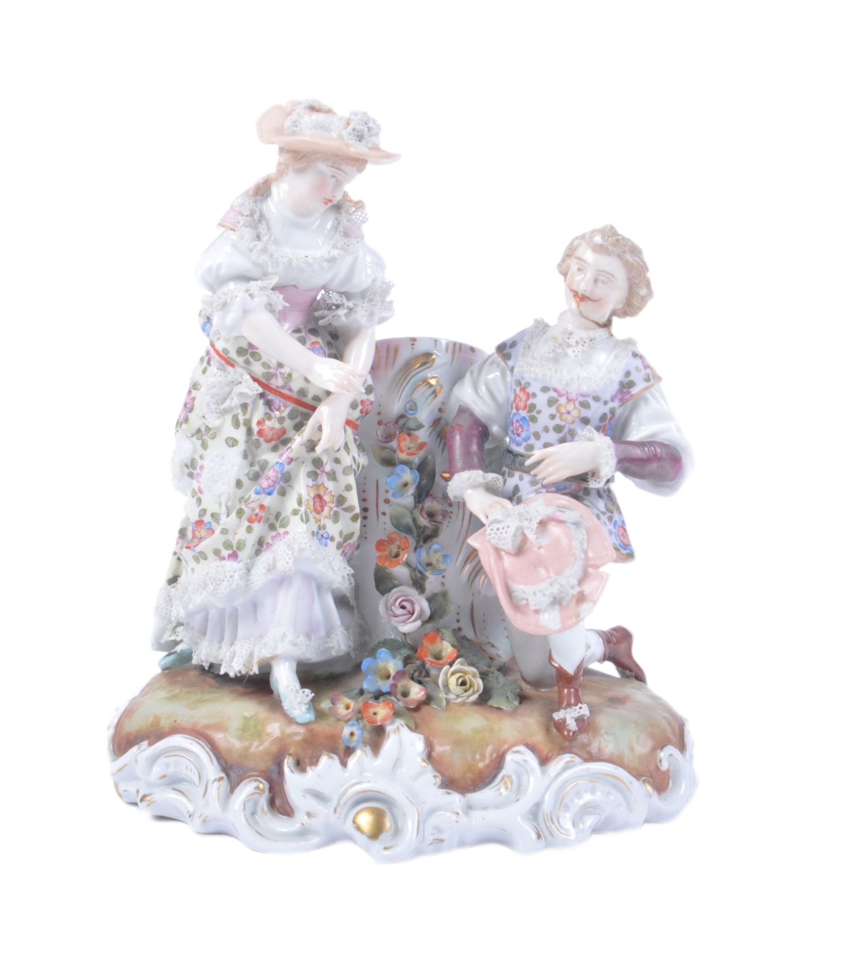 19TH CENTURY SITZENDORF PORCELAIN DIORAMA FIGURE GROUP - Image 2 of 6