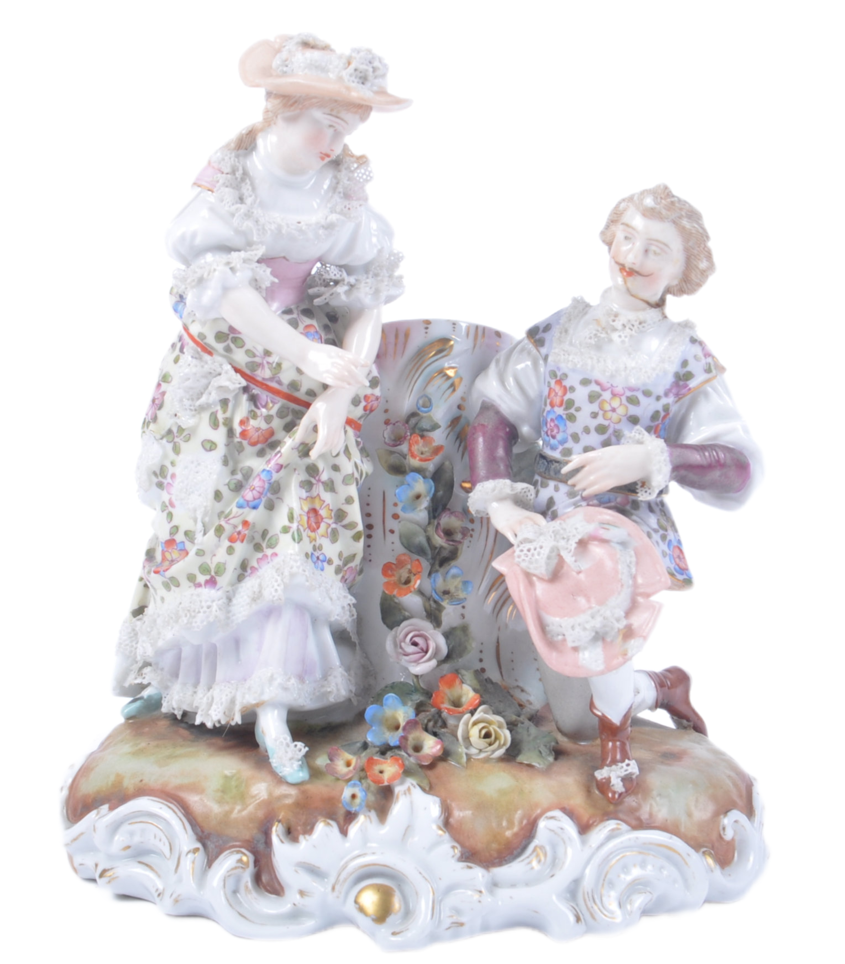 19TH CENTURY SITZENDORF PORCELAIN DIORAMA FIGURE GROUP