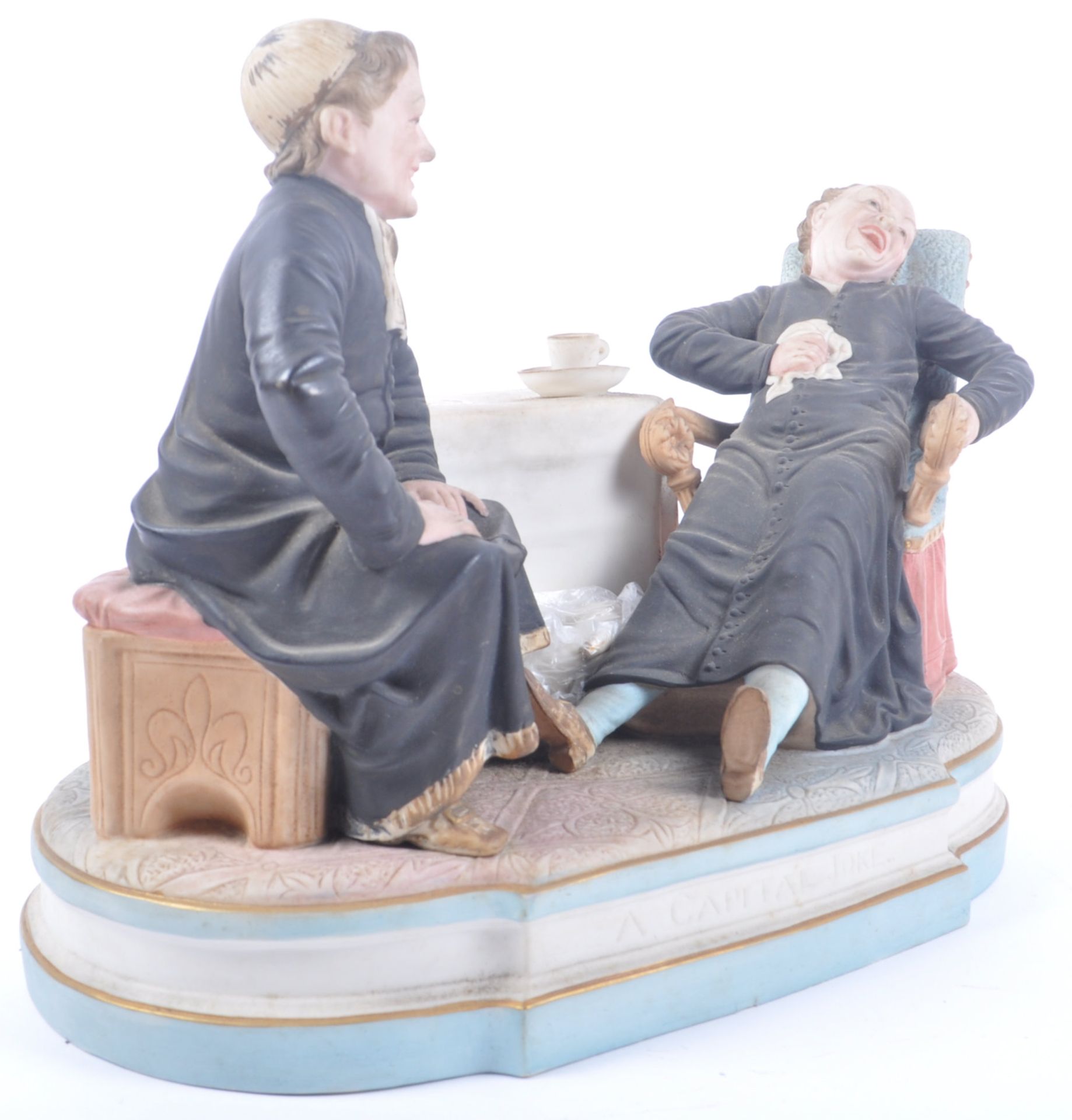 19TH CONTINENTAL VICTORIAN BISQUE GLAZED DIORAMA GROUP - Image 3 of 6