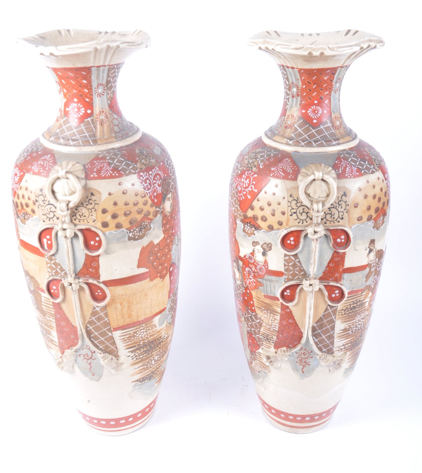 PAIR 19TH CENTURY JAPANESE FLOOR STANDING KUTANI VASES - Image 4 of 7