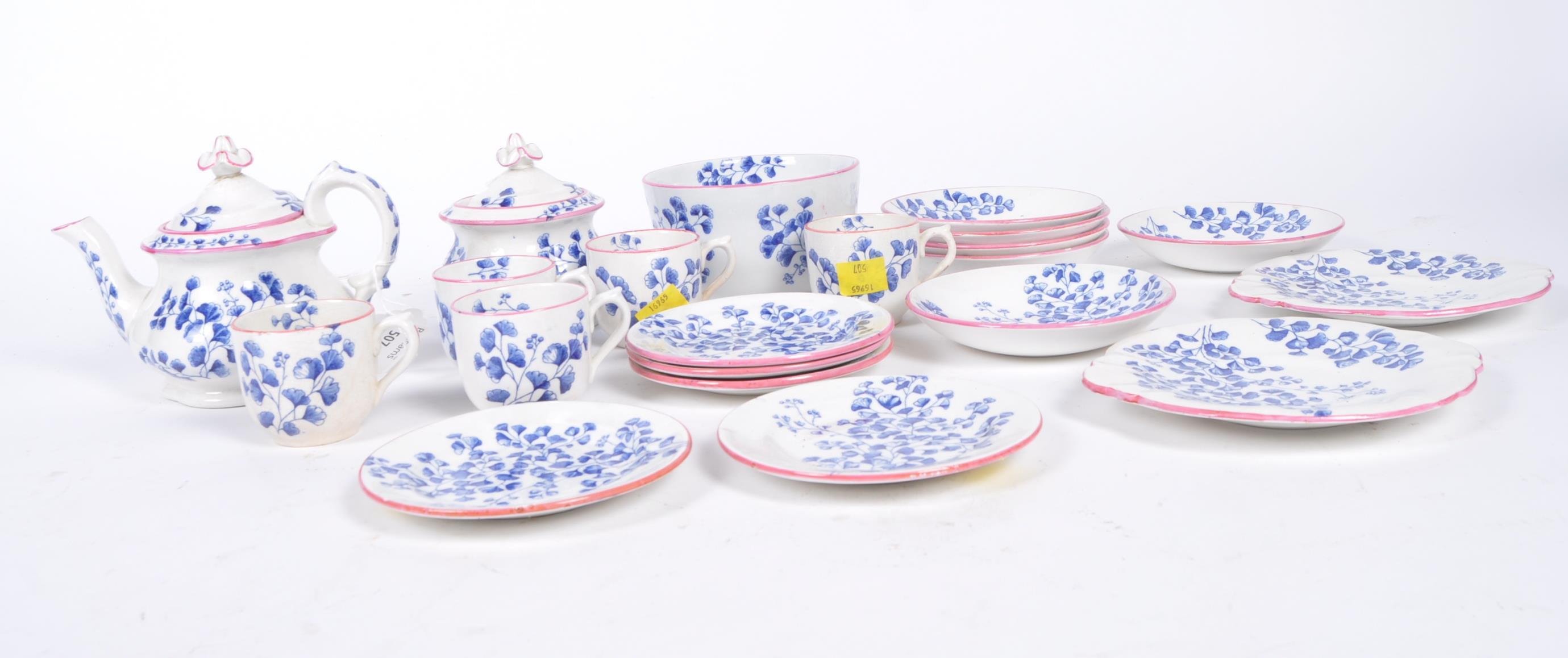 19TH CENTURY RIDGWAYS STAFFORDSHIRE BLUE & WHITE TEA SERVICE - Image 5 of 8