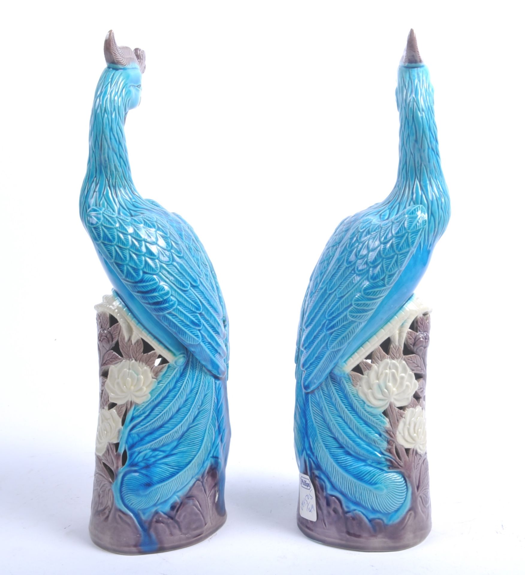 PAIR OF CHINESE 20TH CENTURY POTTERY BIRDS OF PARADISE - Image 4 of 5