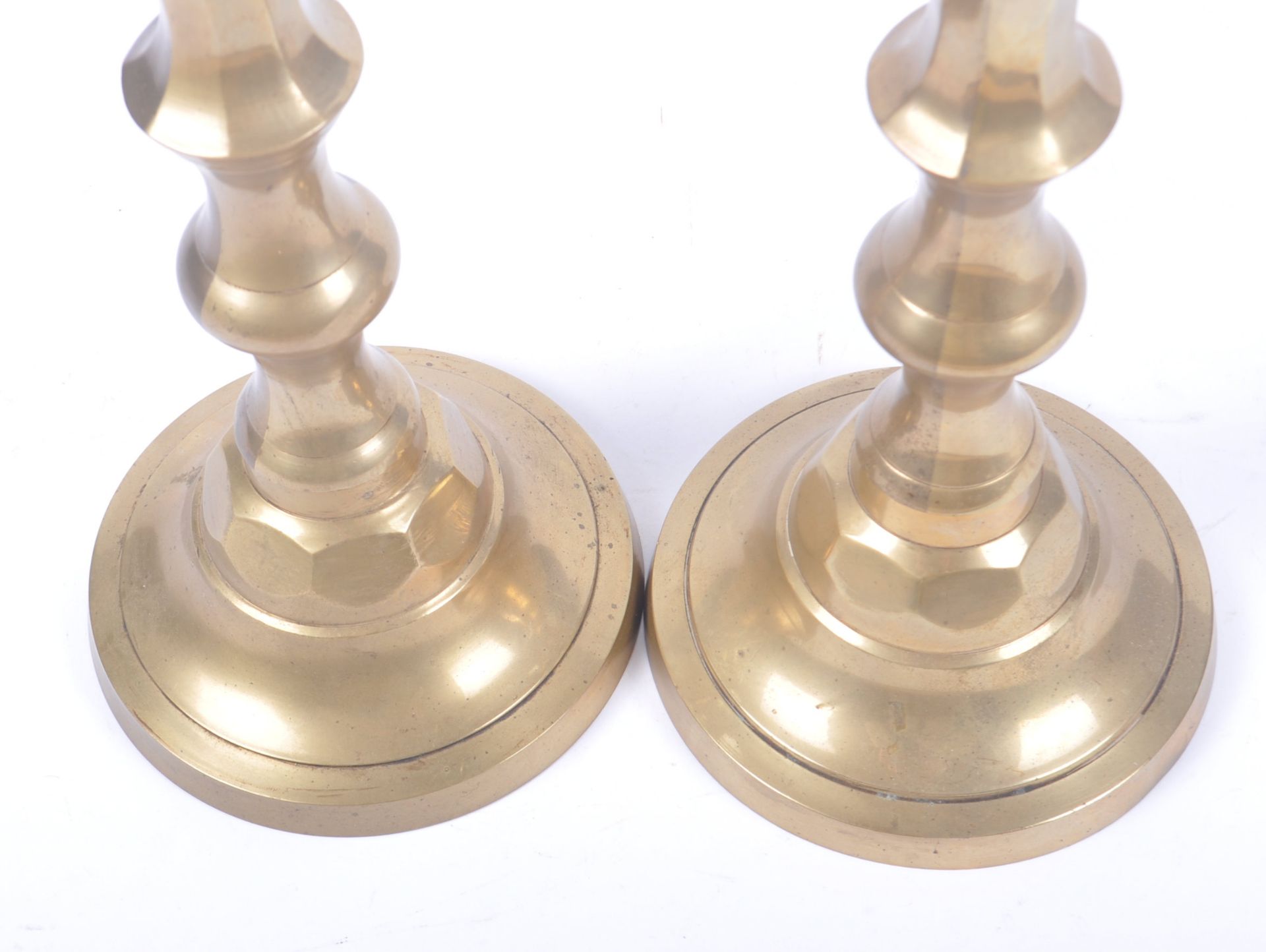 PAIR OF LARGE 19TH CENTURY BRASS CANDLESTICKS - Image 5 of 5