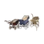 THREE VICTORIAN & LATER CHILDREN DOLL'S PRAMS