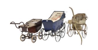 THREE VICTORIAN & LATER CHILDREN DOLL'S PRAMS