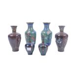 COLLECTION OF CHINESE 20TH CENTURY BRASS AND ENAMEL VASES