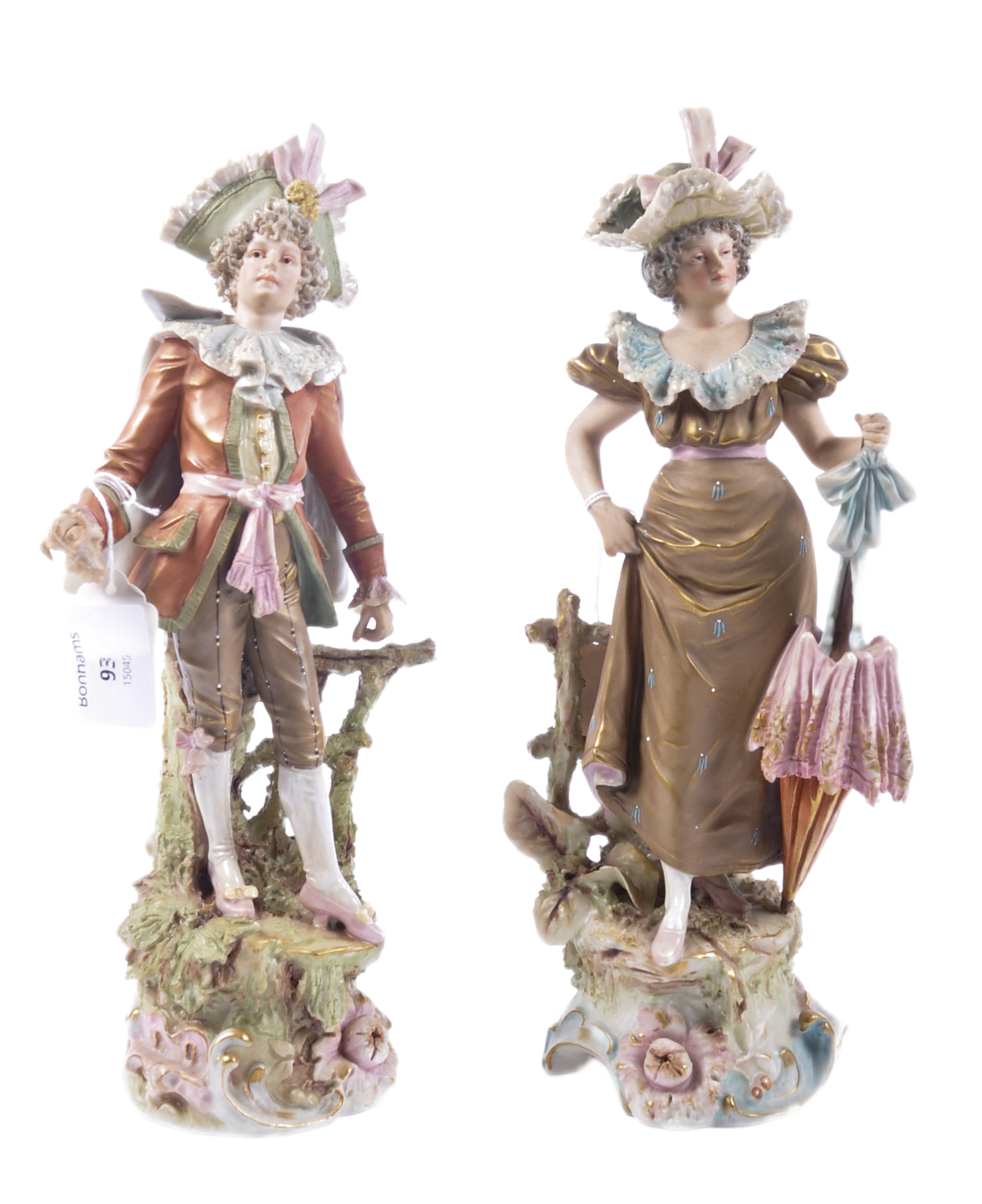 19TH CENTURY CONTINENTAL PAIR OF PORCELAIN BISQUE FIGURES