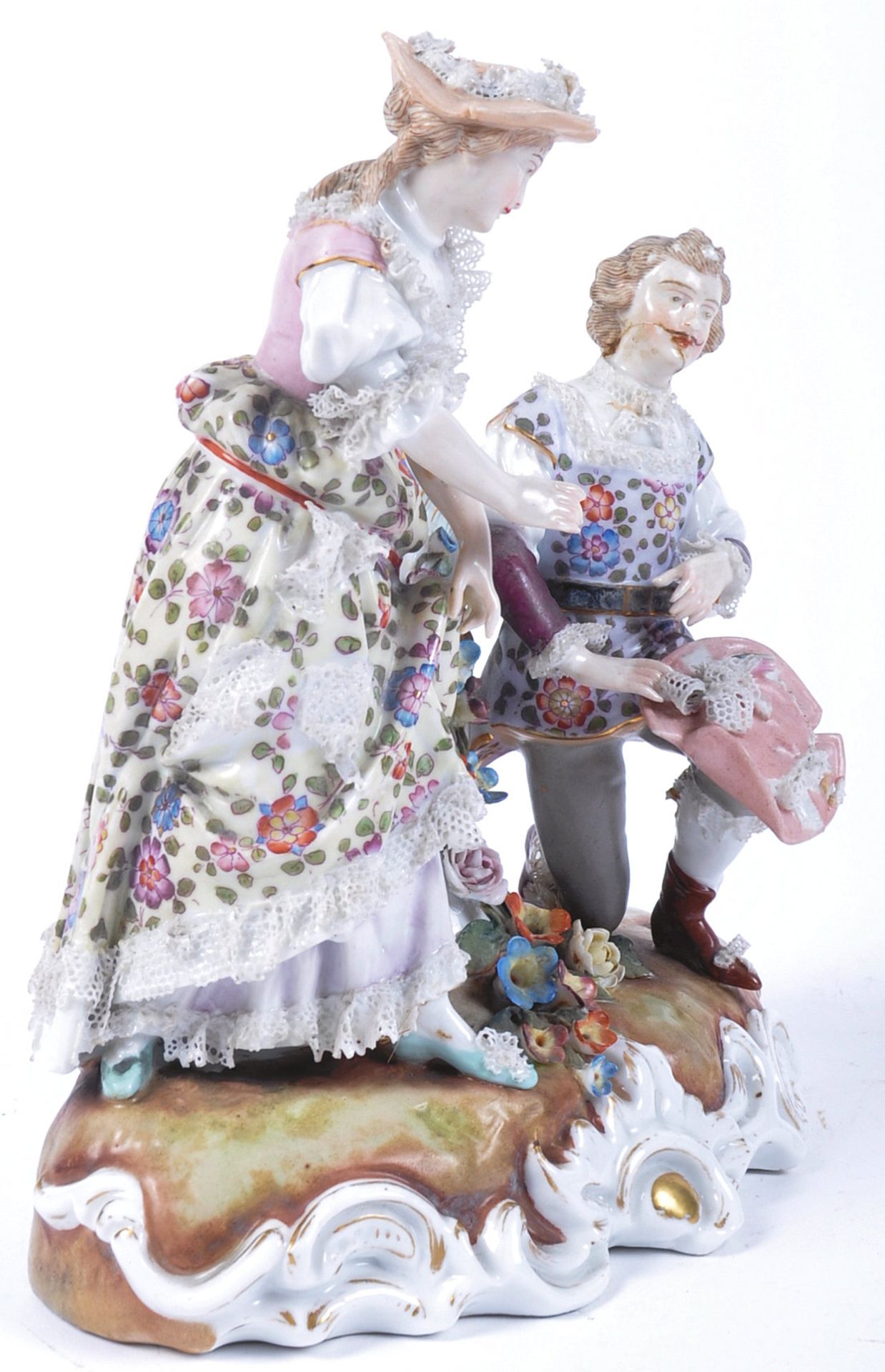 19TH CENTURY SITZENDORF PORCELAIN DIORAMA FIGURE GROUP - Image 5 of 6