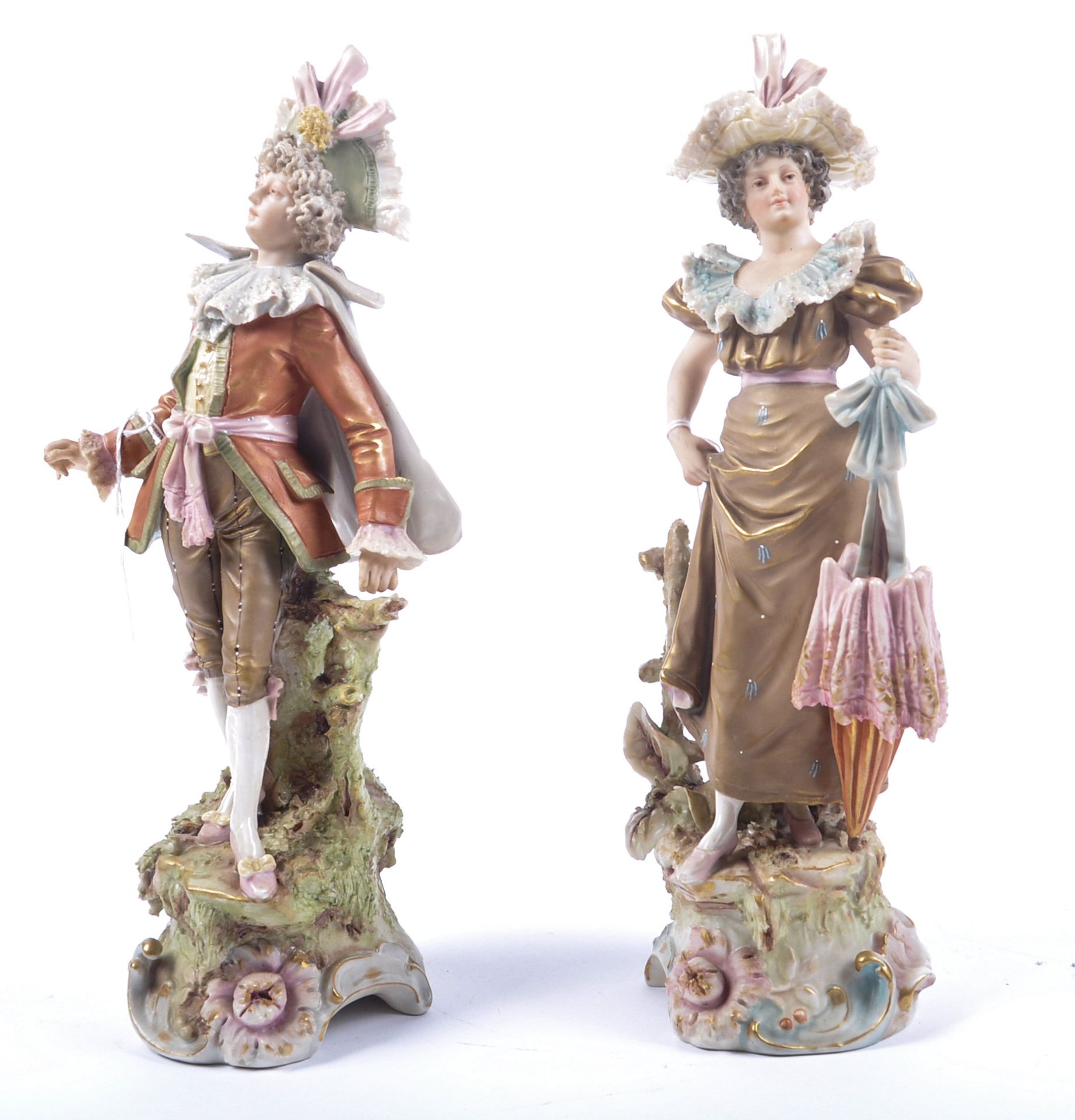 19TH CENTURY CONTINENTAL PAIR OF PORCELAIN BISQUE FIGURES - Image 5 of 6