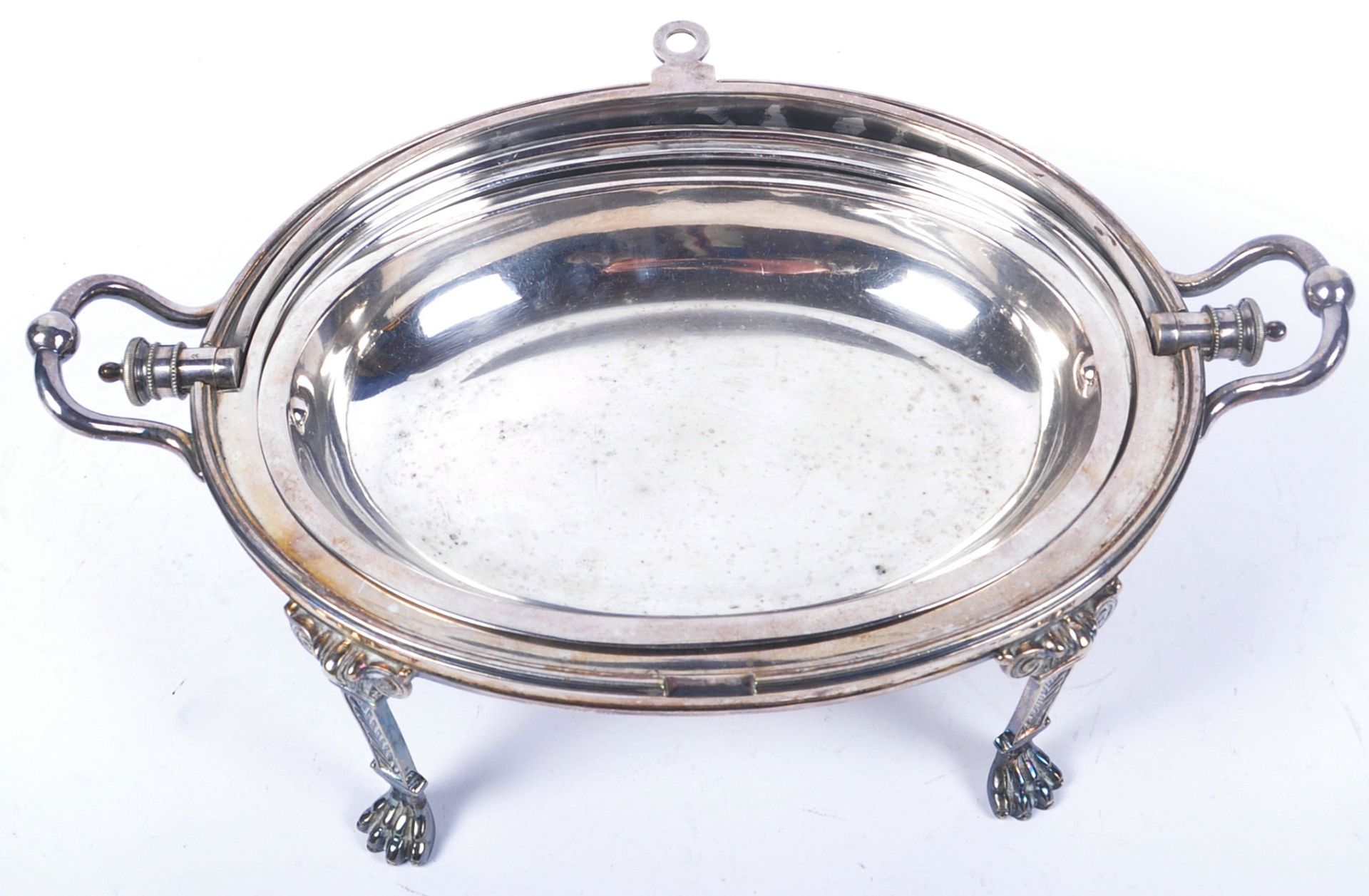 19TH CENTURY LARGE SILVER PLATE HOLLOW WARE MUFFIN WARMER - Image 3 of 5