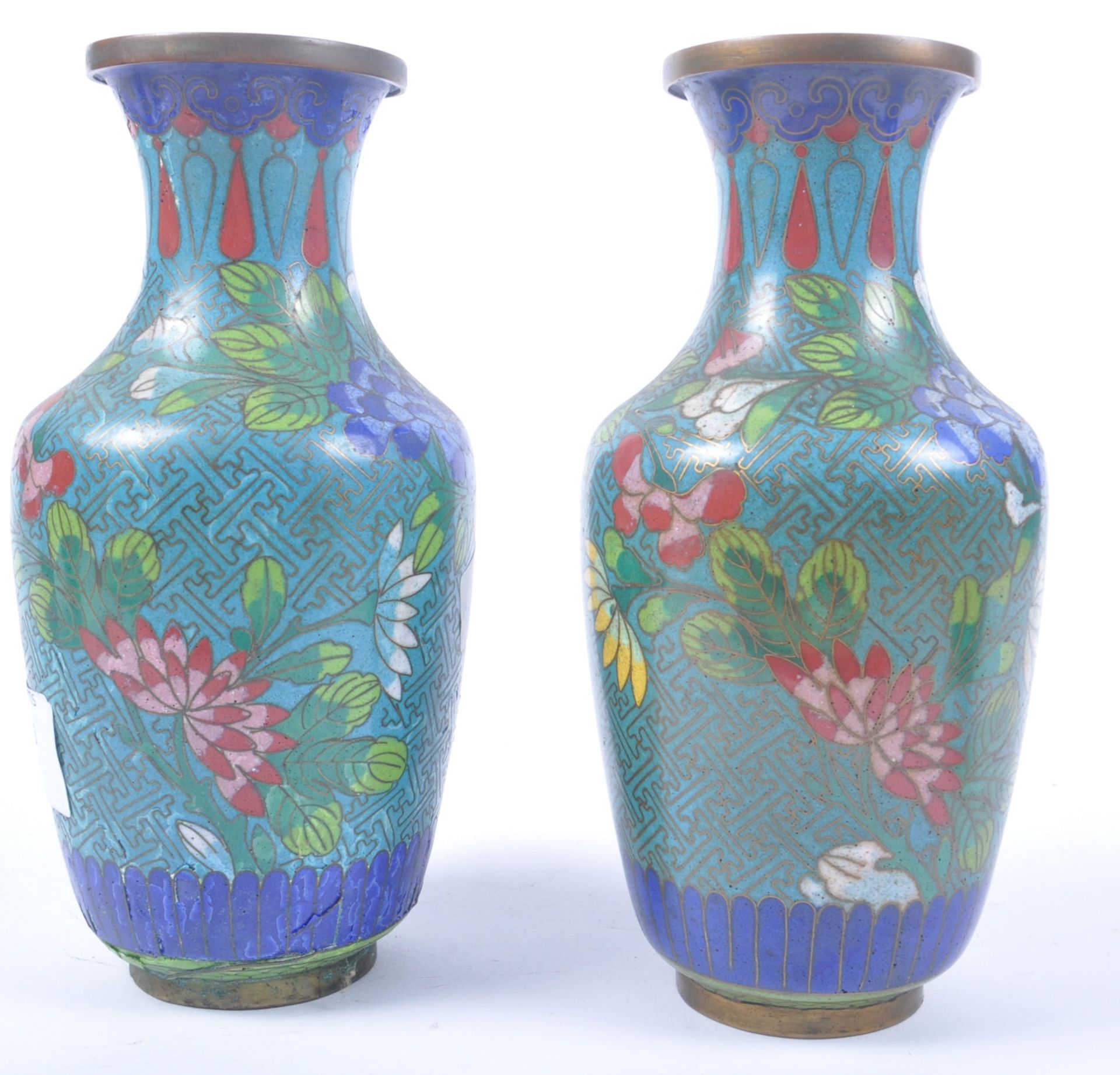 COLLECTION OF CHINESE 20TH CENTURY BRASS AND ENAMEL VASES - Image 4 of 6