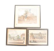THREE VICTORIAN COLOURED ETCHING PRINTS