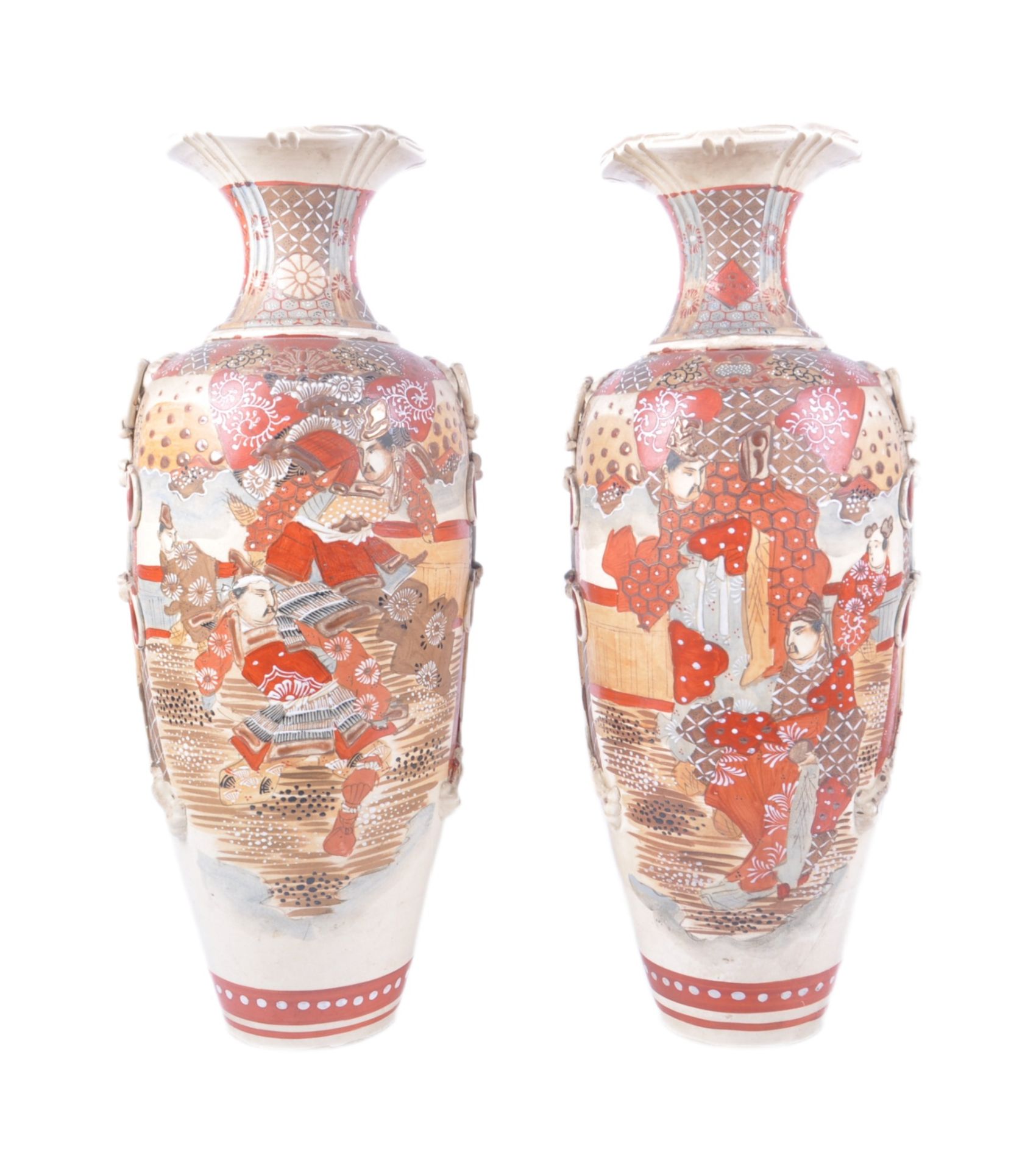 PAIR 19TH CENTURY JAPANESE FLOOR STANDING KUTANI VASES - Image 2 of 7