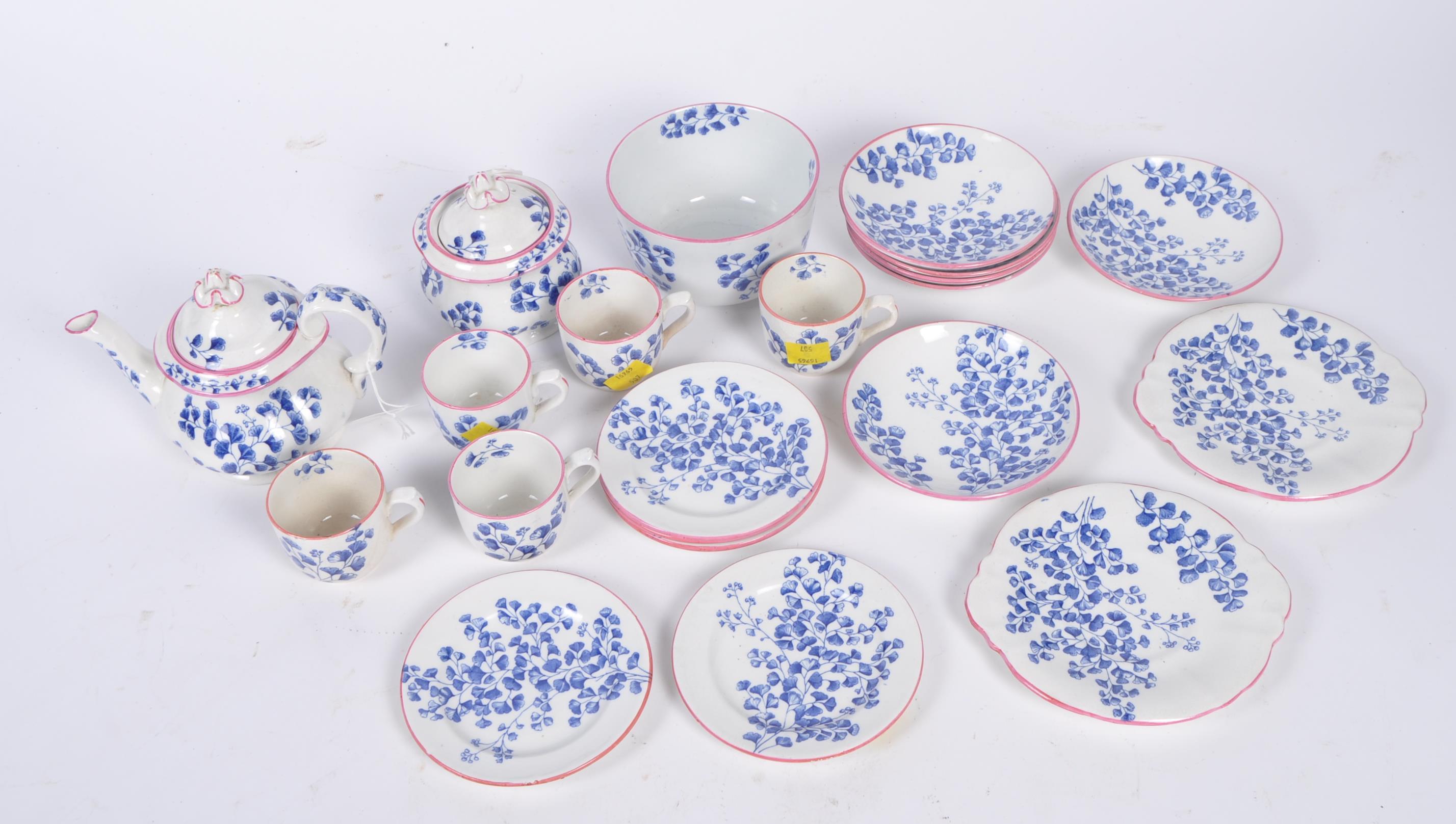 19TH CENTURY RIDGWAYS STAFFORDSHIRE BLUE & WHITE TEA SERVICE - Image 3 of 8