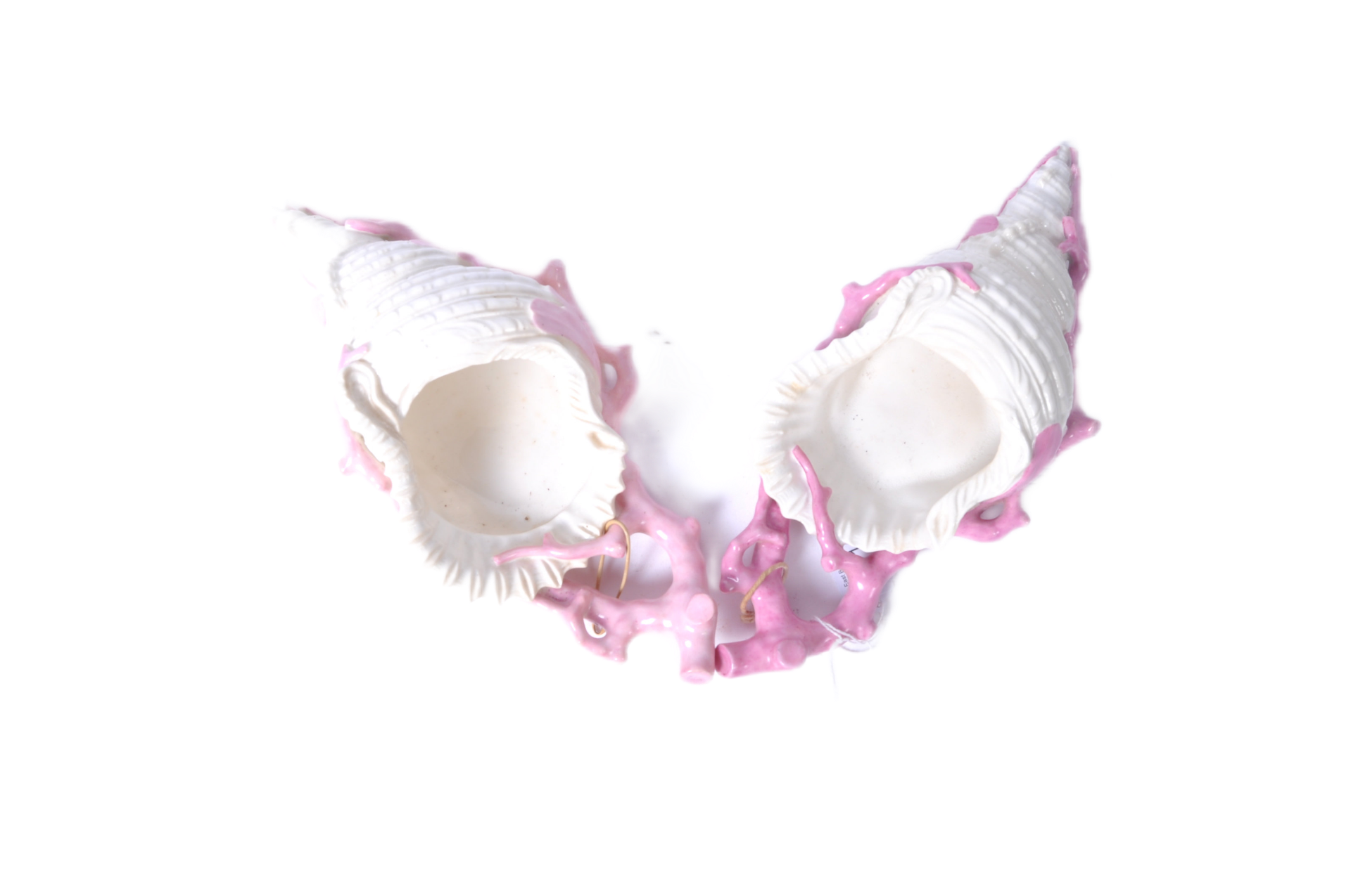 PAIR ROYAL WORCESTER PORCELAIN CONCH SHELL WALL MASKS