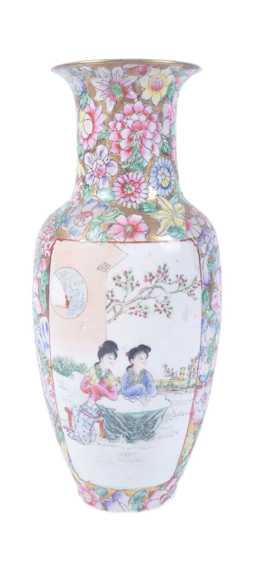 20TH CENTURY CHINESE FAMILLE ROSE BALUSTER VASE