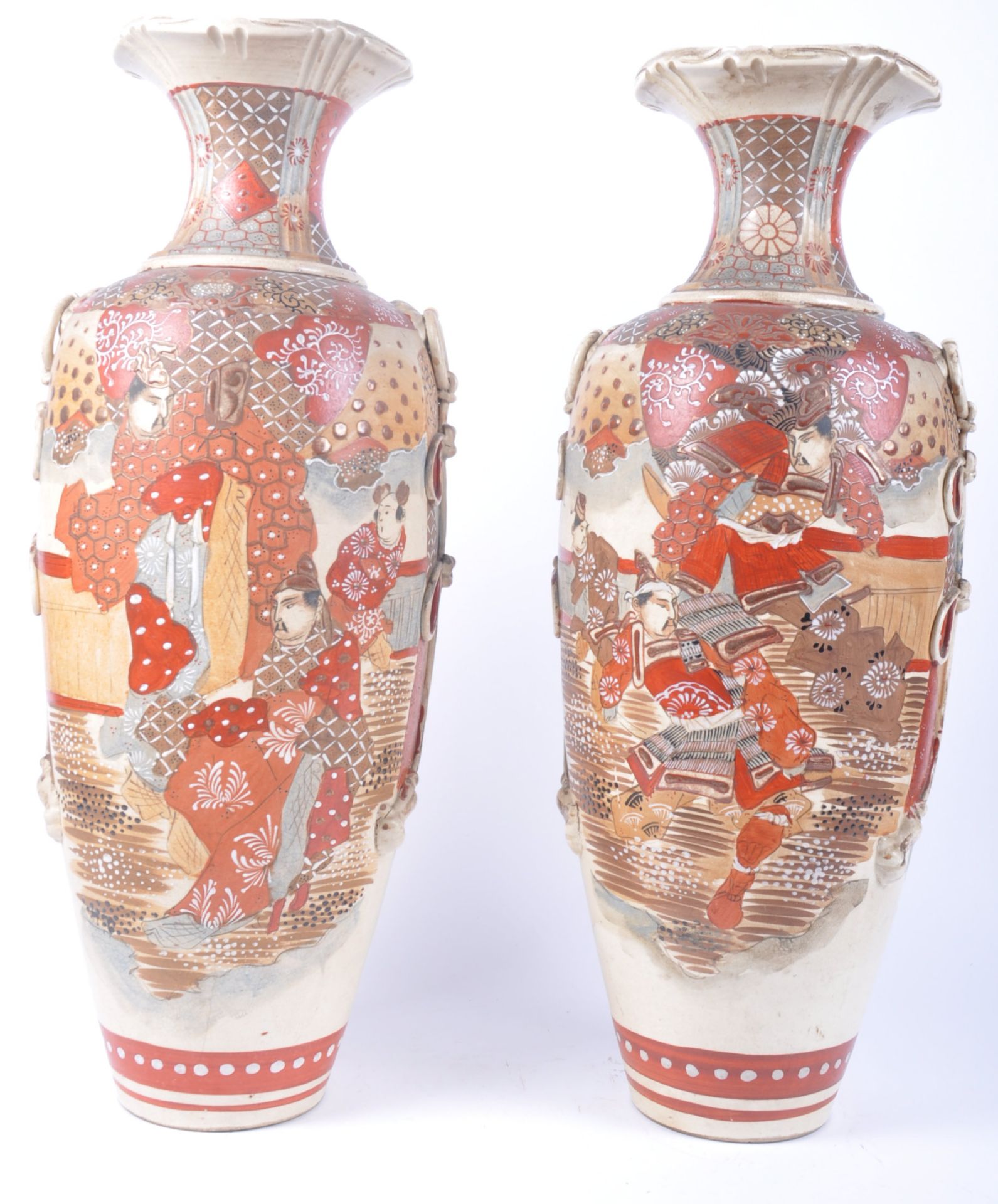 PAIR 19TH CENTURY JAPANESE FLOOR STANDING KUTANI VASES - Image 5 of 7