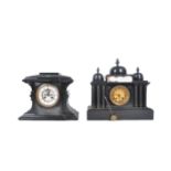 TWO LATE 19TH CENTURY BLACK MARBLE MANTEL CLOCKS